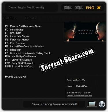 Everything Is For Humanity: Читы, Трейнер +13 [MrAntiFan]