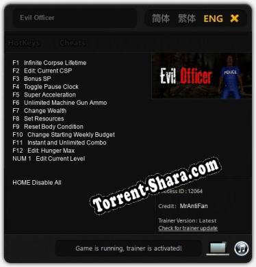Трейнер для Evil Officer [v1.0.6]