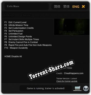 Evils Maze: ТРЕЙНЕР И ЧИТЫ (V1.0.74)