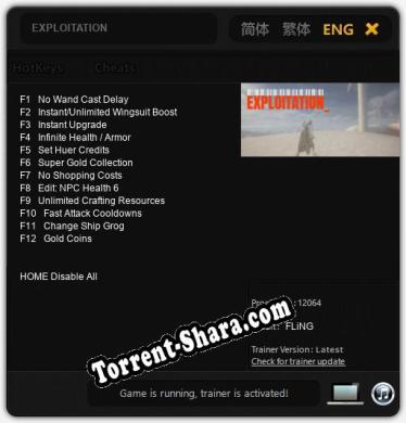 Трейнер для EXPLOITATION [v1.0.6]