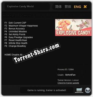 Explosive Candy World: Трейнер +9 [v1.4]