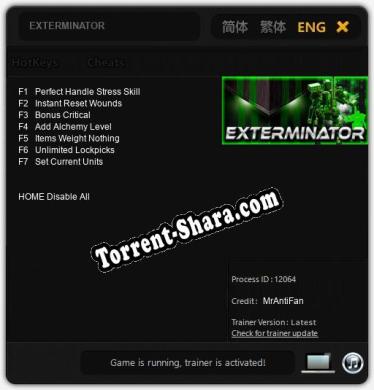 EXTERMINATOR: ТРЕЙНЕР И ЧИТЫ (V1.0.89)