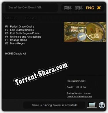 Eye of the Owl Bosch VR: ТРЕЙНЕР И ЧИТЫ (V1.0.44)