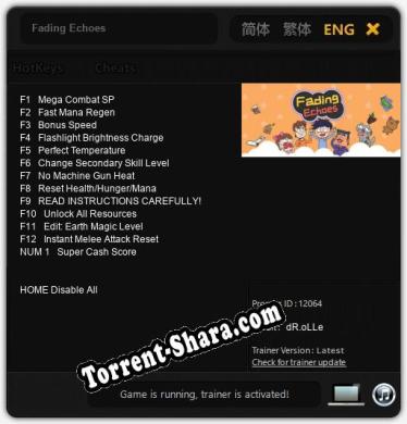Fading Echoes: ТРЕЙНЕР И ЧИТЫ (V1.0.22)