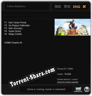 Трейнер для Fallen Rebellion [v1.0.5]