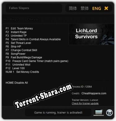 Трейнер для Fallen Slayers [v1.0.6]