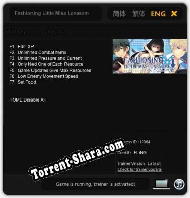 Трейнер для Fashioning Little Miss Lonesome [v1.0.5]