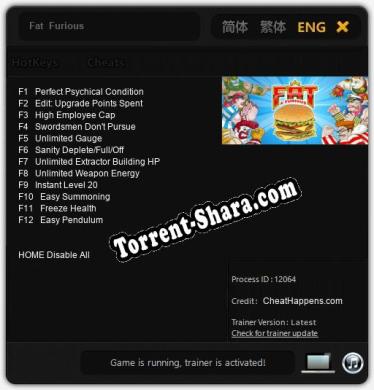 Fat  Furious: Читы, Трейнер +12 [CheatHappens.com]