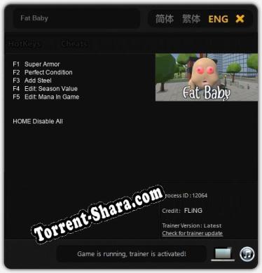 Трейнер для Fat Baby [v1.0.7]