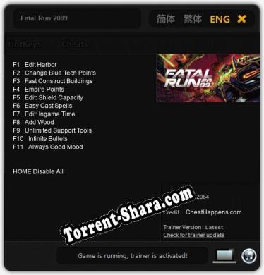 Fatal Run 2089: Трейнер +11 [v1.6]