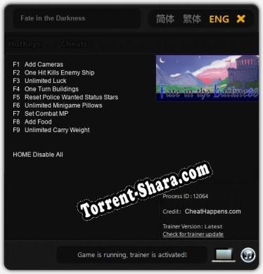 Fate in the Darkness: Трейнер +9 [v1.4]