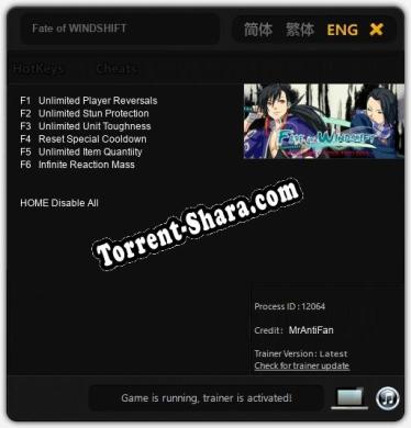 Fate of WINDSHIFT: Трейнер +6 [v1.5]