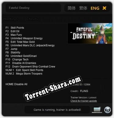 Fateful Destiny: Читы, Трейнер +14 [FLiNG]