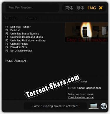 Fear For Freedom: Читы, Трейнер +8 [CheatHappens.com]