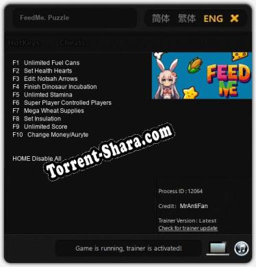 FeedMe. Puzzle: Трейнер +10 [v1.9]