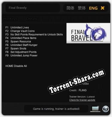 Трейнер для Final Bravely [v1.0.9]