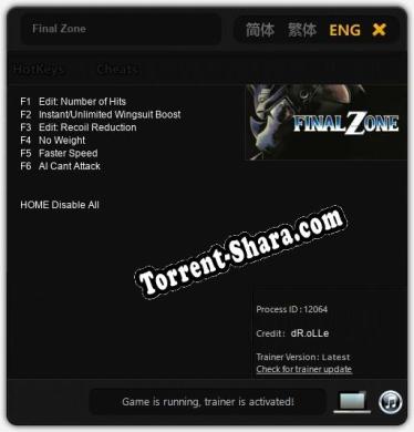 Трейнер для Final Zone [v1.0.9]