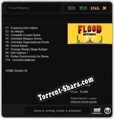 Трейнер для Flood Returns [v1.0.2]