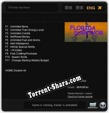 Florida Survivor: Читы, Трейнер +11 [MrAntiFan]