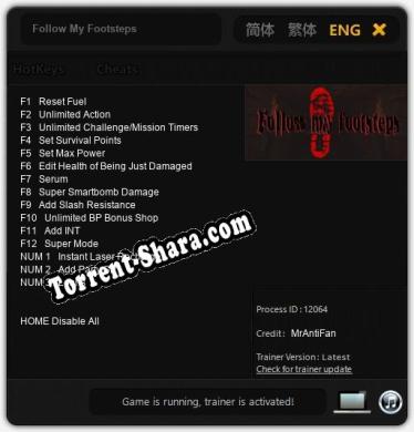 Follow My Footsteps: Читы, Трейнер +15 [MrAntiFan]