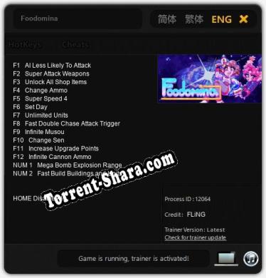 Foodomina: Трейнер +14 [v1.7]