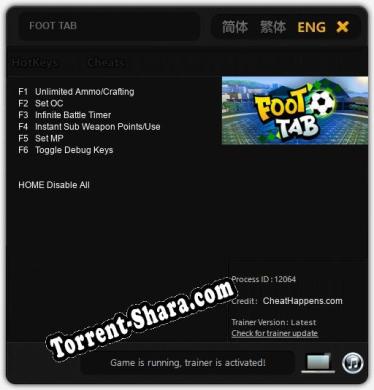 FOOT TAB: Трейнер +6 [v1.6]
