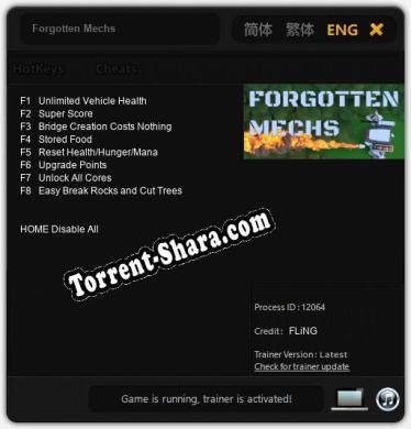 Трейнер для Forgotten Mechs [v1.0.6]