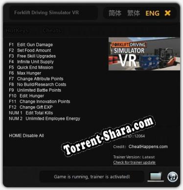 Forklift Driving Simulator VR: Трейнер +14 [v1.5]