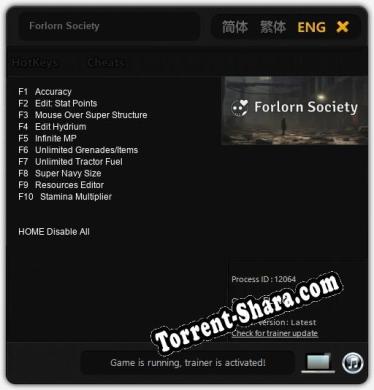 Трейнер для Forlorn Society [v1.0.8]