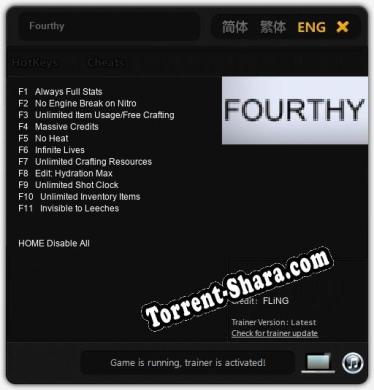 Fourthy: Трейнер +11 [v1.9]