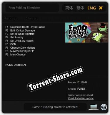 Frog Folding Simulator: Трейнер +9 [v1.3]