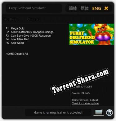 Трейнер для Furry Girlfriend Simulator [v1.0.3]