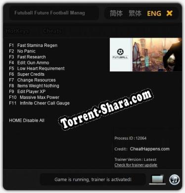 Futuball Future Football Manager Game: Трейнер +11 [v1.7]