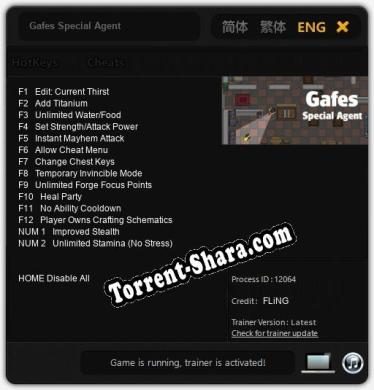 Трейнер для Gafes Special Agent [v1.0.1]