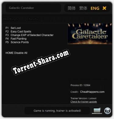 Трейнер для Galactic Caretaker [v1.0.6]