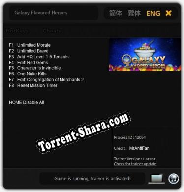 Трейнер для Galaxy Flavored Heroes [v1.0.8]