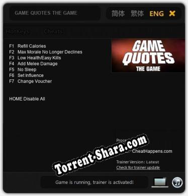 GAME QUOTES THE GAME: Трейнер +7 [v1.7]