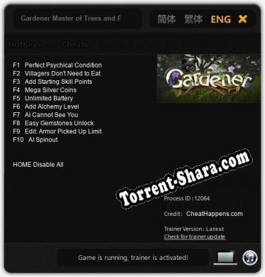 Трейнер для Gardener Master of Trees and Flowers [v1.0.4]