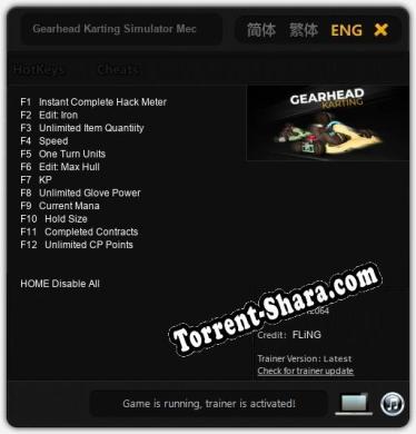 Gearhead Karting Simulator Mechanic  Racing: Трейнер +12 [v1.6]