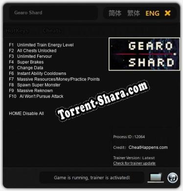 Gearo Shard: ТРЕЙНЕР И ЧИТЫ (V1.0.60)