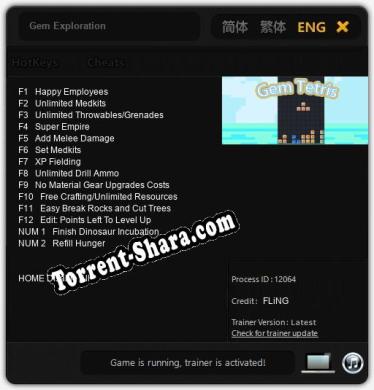 Gem Exploration: ТРЕЙНЕР И ЧИТЫ (V1.0.24)