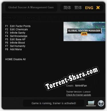 Global Soccer A Management Game 2018: Читы, Трейнер +8 [MrAntiFan]