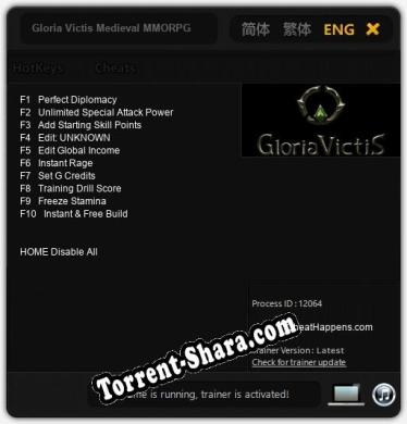 Трейнер для Gloria Victis Medieval MMORPG [v1.0.7]