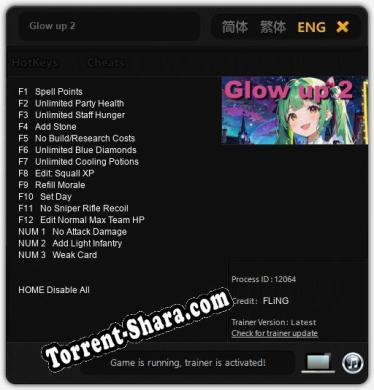 Трейнер для Glow up 2 [v1.0.3]