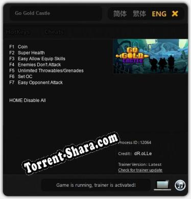 Go Gold Castle: ТРЕЙНЕР И ЧИТЫ (V1.0.98)