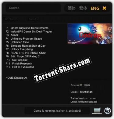 Godrop: ТРЕЙНЕР И ЧИТЫ (V1.0.32)