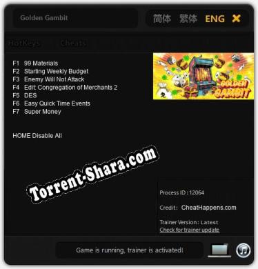 Golden Gambit: Читы, Трейнер +7 [CheatHappens.com]