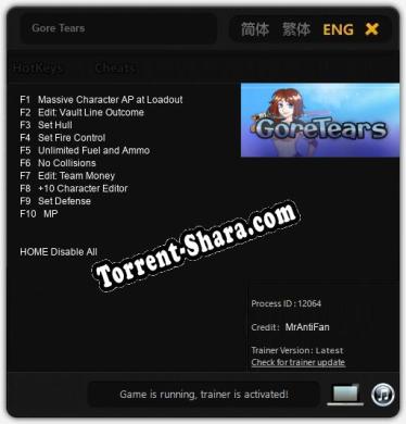 Трейнер для Gore Tears [v1.0.6]