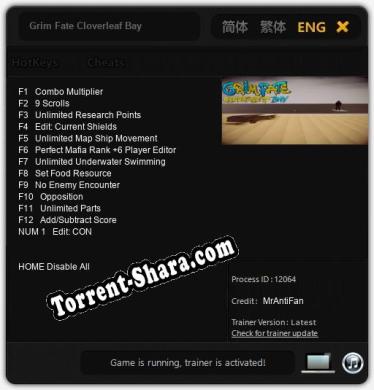 Grim Fate Cloverleaf Bay: Трейнер +13 [v1.4]
