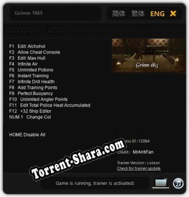 Трейнер для Grimm 1865 [v1.0.3]